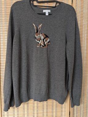 Charter Club Gray Rabbit Intarsia Sweater